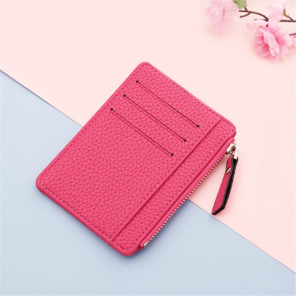 Slim Wallet Purse PU Leather Women Men Card Holder Unisex Zipper Business Card Case Credit Mini Bank Cards Holder Gift Wallet