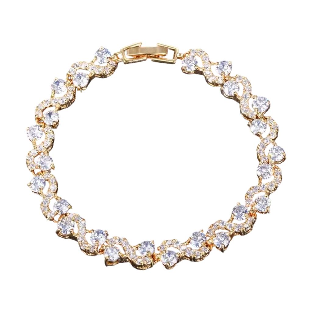 Fashionable Cubic Zirconia Stones Wristchain Adjustable Chain Bracelet Colorful Simulated Gemstones Bangle For Ladies