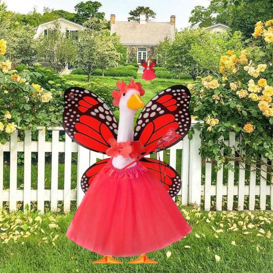 1 Set Butterfly Wing Porch Goose Costume Set Adjustable Size Fairy Wings Tutu Skirt Wand Flower Crowns Set Pet Outfit Garden