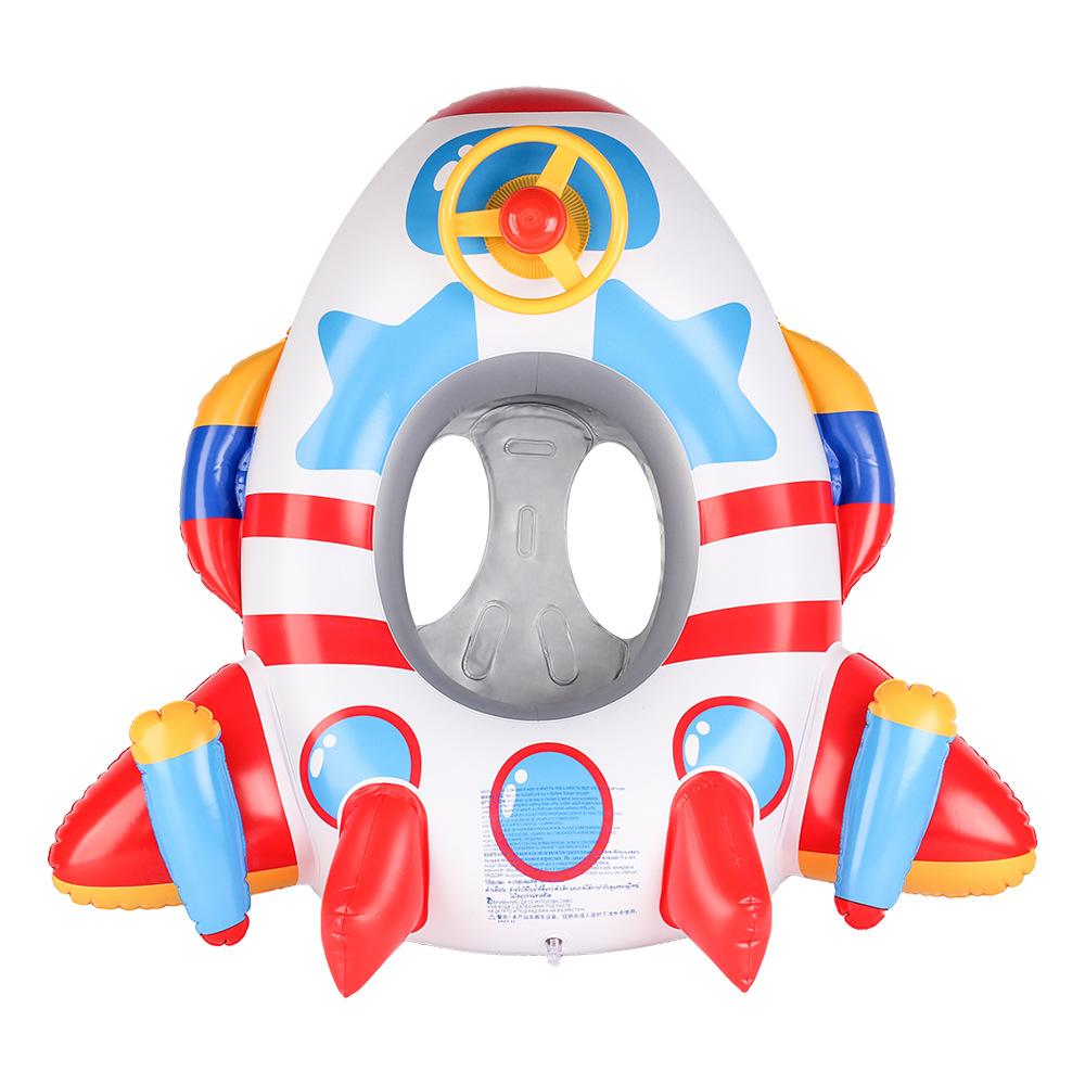 New INS Fighter Plane Swimming Ring for Kids Inflatable Seat Float with Water Gun Horn Steering Wheel Summer Pool Toy