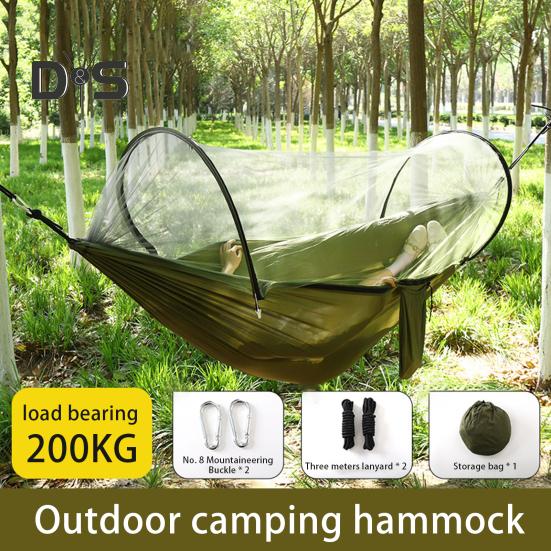 Amaca da campeggio con rete anti-moscerini da 200 kg, traspirante, leggera, portatile, singola, con cinghie per alberi, facile da montare, per interni ed esterni, da trekking