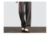 Women's Spring Style High-Waisted Oatmeal Wool Wide-Leg Fleece-Lined Pants