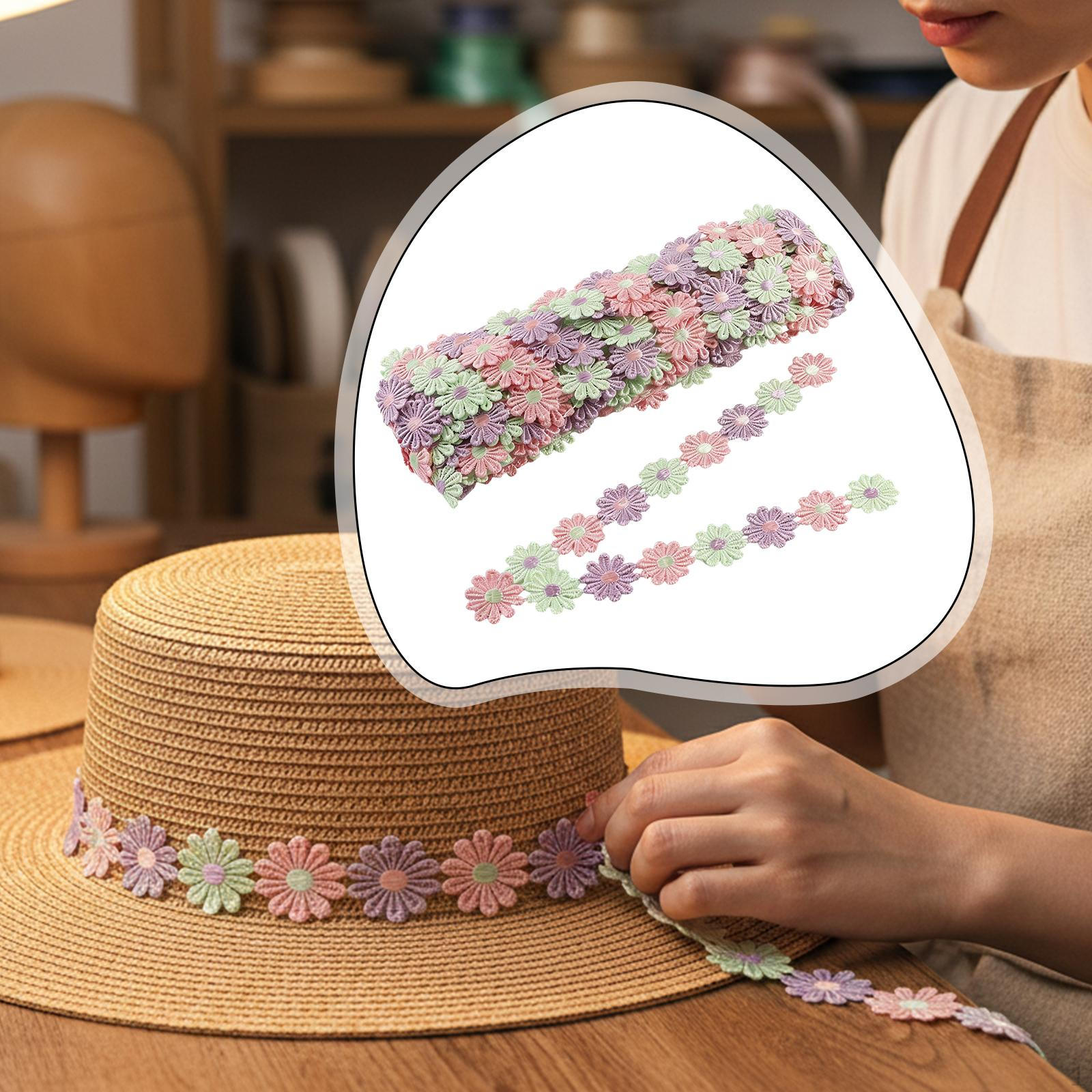 

Decorative Ribbon, Trim, Polyester Motif Embroidered for Bags, Hair Bows, Patchwork, Pinkish Violet Green