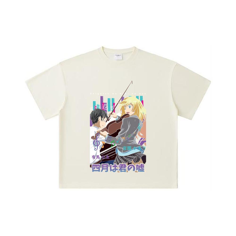 260 GSM Double Yarn 32 Count 100% Cotton Your Lie in April V1 Print Unisex Heavy Cotton T Shirt