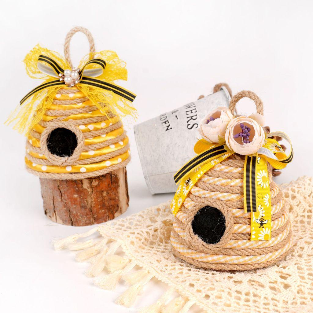 Bee Skep Honeycomb Festive Decor In Jute Material For Celebrations And Parties