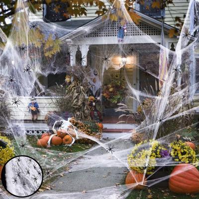Halloween Spider Web Decorations Realistic Simulated Cobwebs with Extra Fake Spiders Spooky Halloween