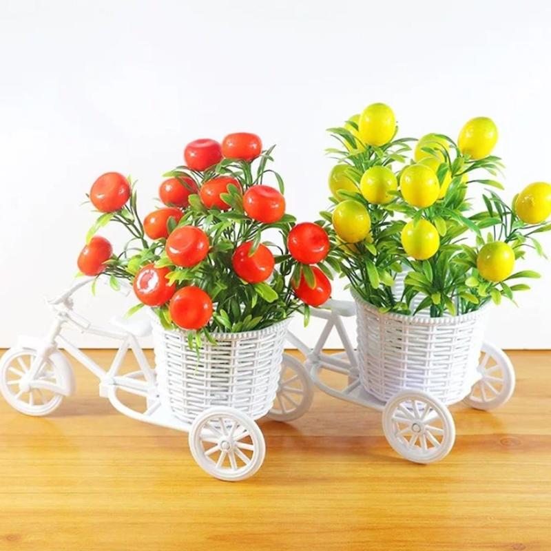 Simulation Flower Decorations Rattan Flower Basket Tricycle Bicycle Model Home Garden Wedding Party Decoration Romantic And Cute