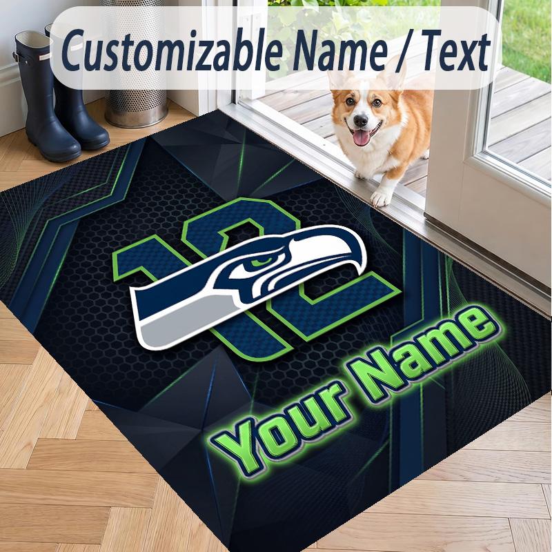 Custom Text Printed Rug Seattle Seahawks Non Slip Floor Carpet For Home Room Decor