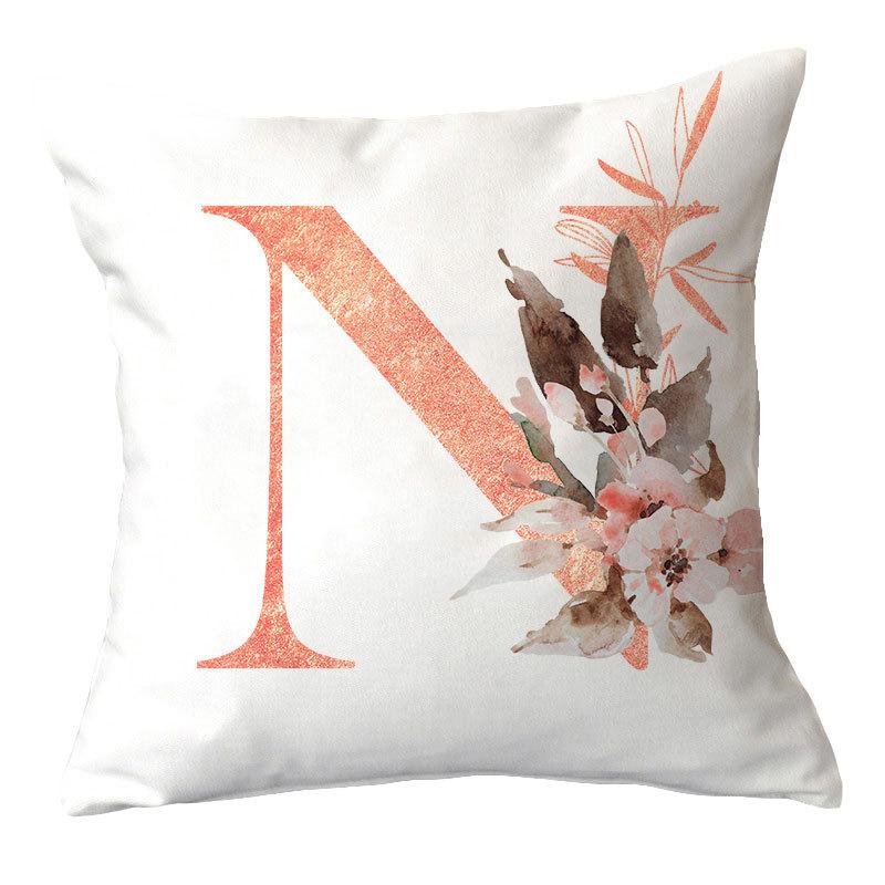 Ins Nordic Pillowcase Pink Letter Cushion Pillowcase Car Sofa Waist Home Furnishing