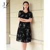 Jiuzi Anna Kou Elegant Black and White Chiffon Embroidered Thin Cake Doll Dress for Women 2024 Summer New Style