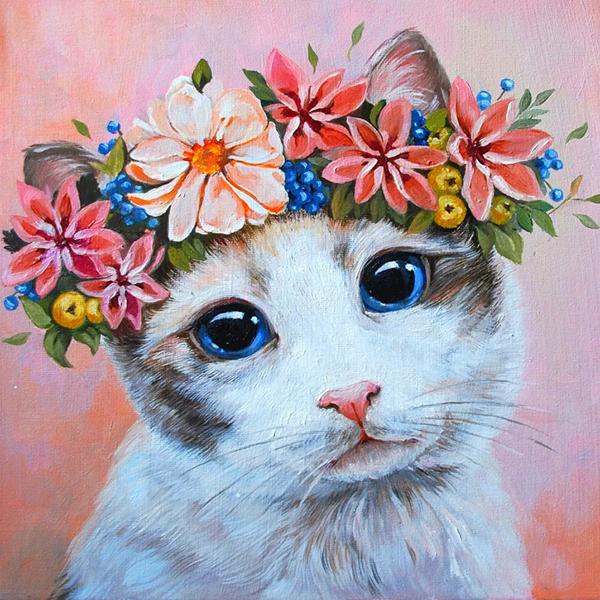 

Алмазная вышивка кошка картина стразами алмазная живопись животное полная дрель квадратная мозаика вышивка крестом домашний декор Full Round 20x20CM