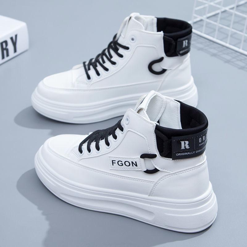 Women's 2023 Ins Trend White Fleece-Lined High-Top Ankle Boots – Warm, Versatile, Cold-Proof Cotton Shoes