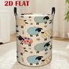 1pc, Circular Flower and Heart-shaped Cartoon Pattern Laundry Basket, Clothes/book Sorting Basket with Handle, Large Storage Basket, Laundry Basket, D
