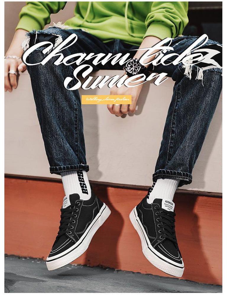 Men's Plus Size Summer Canvas Skateboard Shoes - Non-Slip, Thick Sole, Breathable, Casual Sports