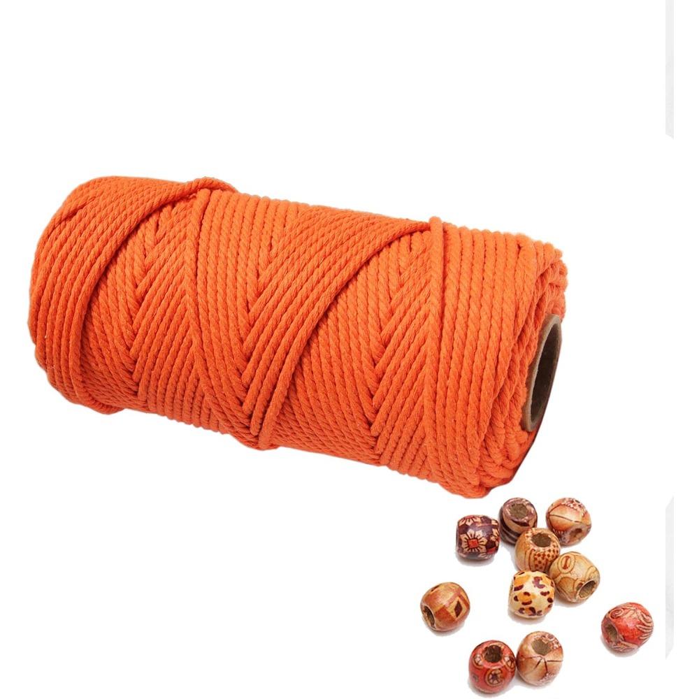 

3мм*100м Шнур для макраме 100м Цветная хлопковая веревка Витая веревка для макраме Аксессуары для рукоделия DIY Рождественский декор для дома и свадьбы оранжевый