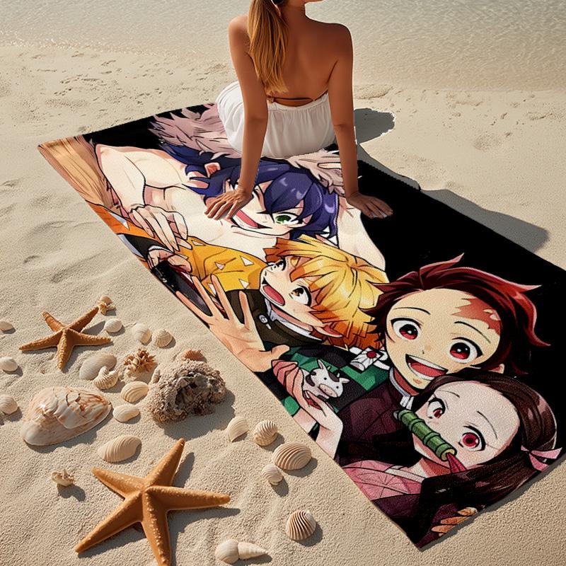 1PC Winter Fantasy Slayer Group Beach Towel - Soft,  Absorbent Microfiber, Lightweight, Ideal for The Beach, Parties, Travel, Camping fan gifts
