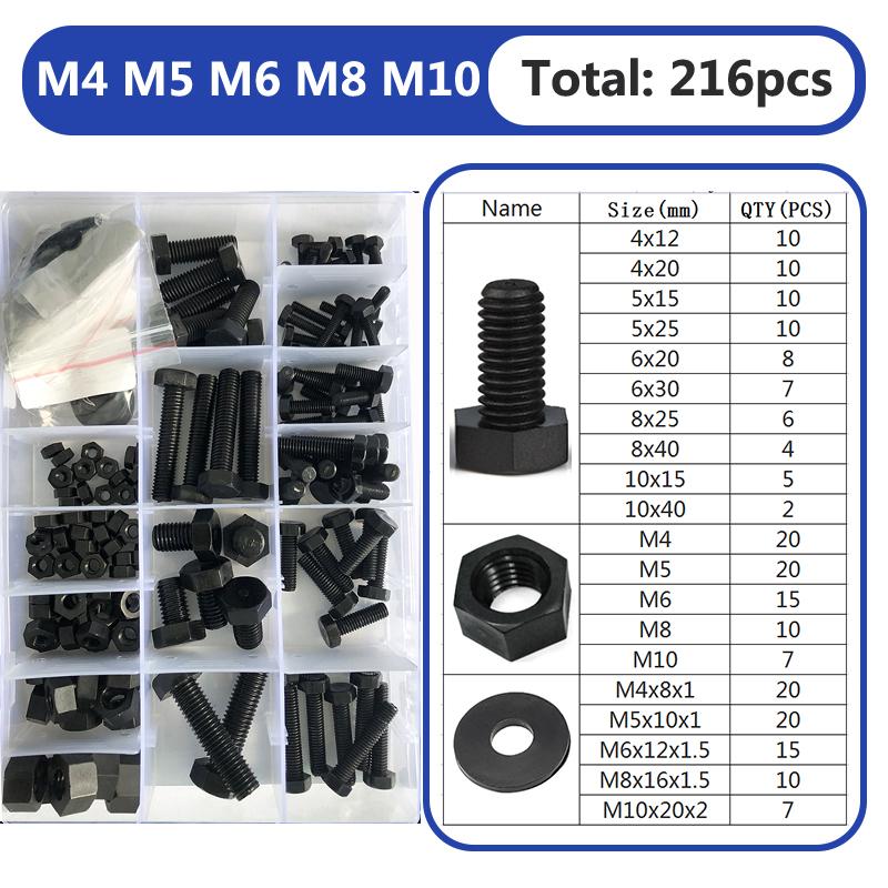 External Hex Bolt M4 M5 M6 M8 M10 White Nylon Hexagonal Head Screw Nut Washer Threaded Hex Head Screw Plastic Insulated Screw