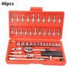46 stk universal bilreparasjonshåndverktøy pipenøkkelsett Nøkkelnøkkelsett Ratchet Sykkelreparasjonsverktøy Skrallenøkkel Spanne
