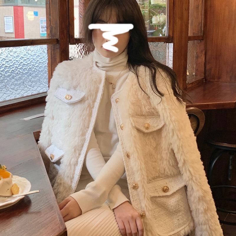 

Осень и зима новый ягненок плюшевый белый плюшевое пальто женский топ искусственная кожа светлый XL 125-70 kg