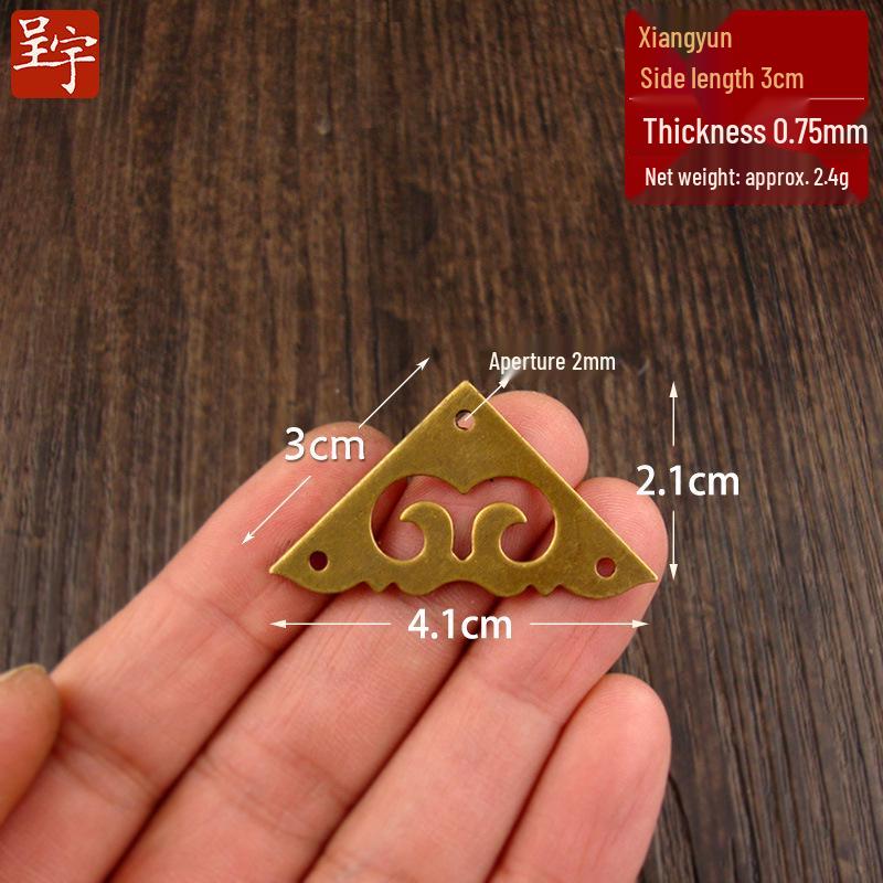 Chinese Auspicious Cloud Copper Corner Protectors for Vintage Wooden Boxes