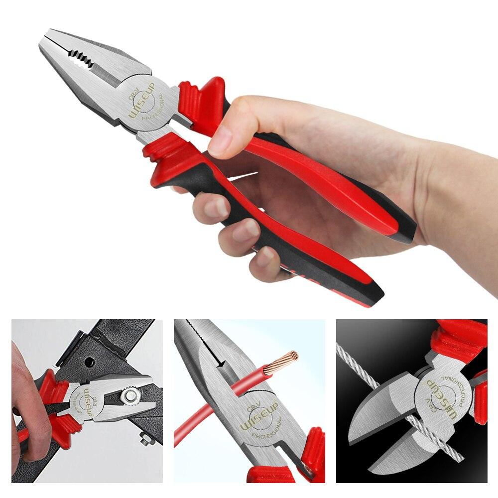 WISEUP Multifunctional Combination Pliers Diagonal Plier Universal Needle Nose Pliers Wire Cutters Electrician Repair Hand Tools