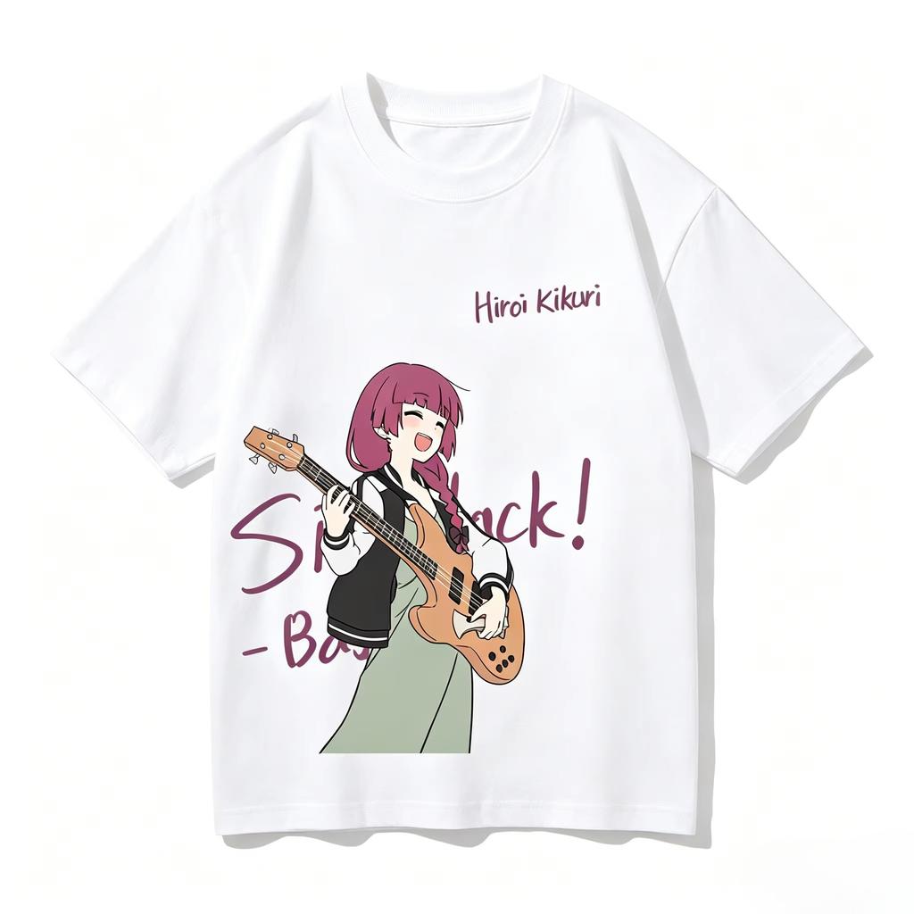 Bocchi The Rock! Maglietta Vintage Lavata Unisex Oversize Anime Streetwear Cotone Morbido Manica Corta Regalo Abbigliamento Top Saldi