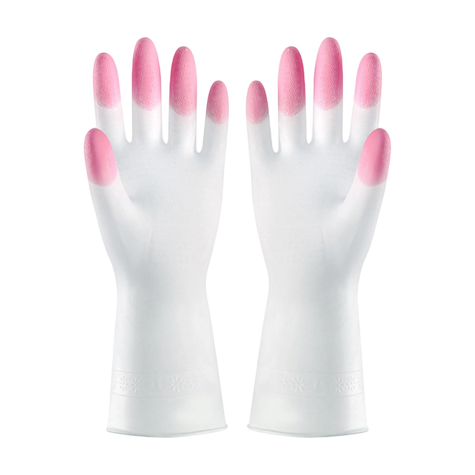 

Reusable Waterproof Plastic Dishwashing Gloves for Kitchen Cleaning Household Tasks Durable Non Slip Design Long Cuff Protection S рожевий