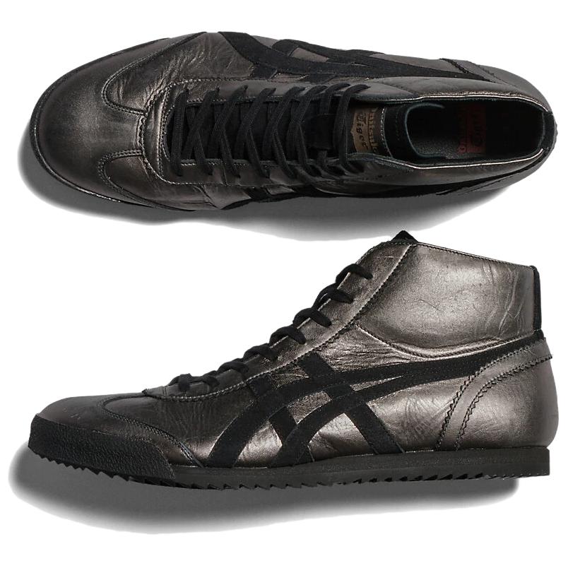 Onitsuka Tiger Mexico Mid Runner Deluxe Retro Classic Slip Resistant Durable Mid Top Lifestyle Casual Shoes Unisex sneaker Bronze Black 1181A608-021