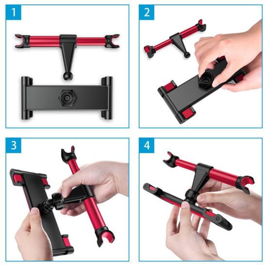 Car Phone Holder Rear Headrest Vehicle-mounted Stand Adjustable Telescopic 360° Rotates Phone Holder for Cars SUVs Trucks