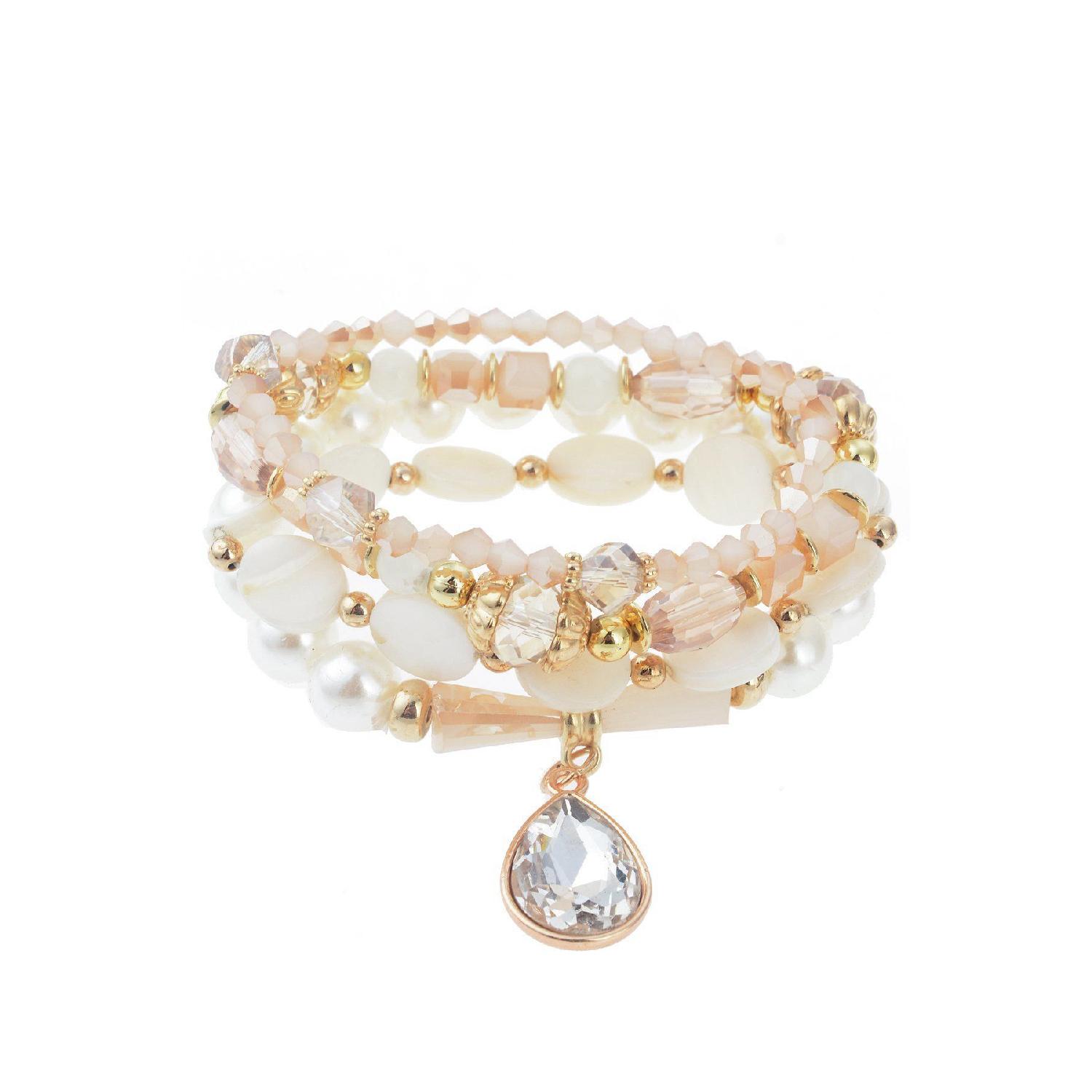 

Crystal And Pearl Cream Multi Bracelet синий