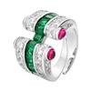 Jewelry Copper Bottom Gold-Plated Simulation Blue Spinel Treasure Red Corundum Ring Retro Wind Row Ring