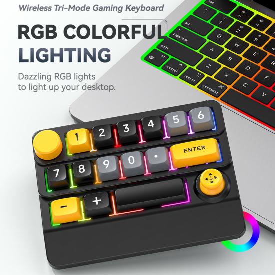 3 Modes Mini Wireless Keyboard with RGB Backlit Macro Programmable 15 Key Hot-swap DIY