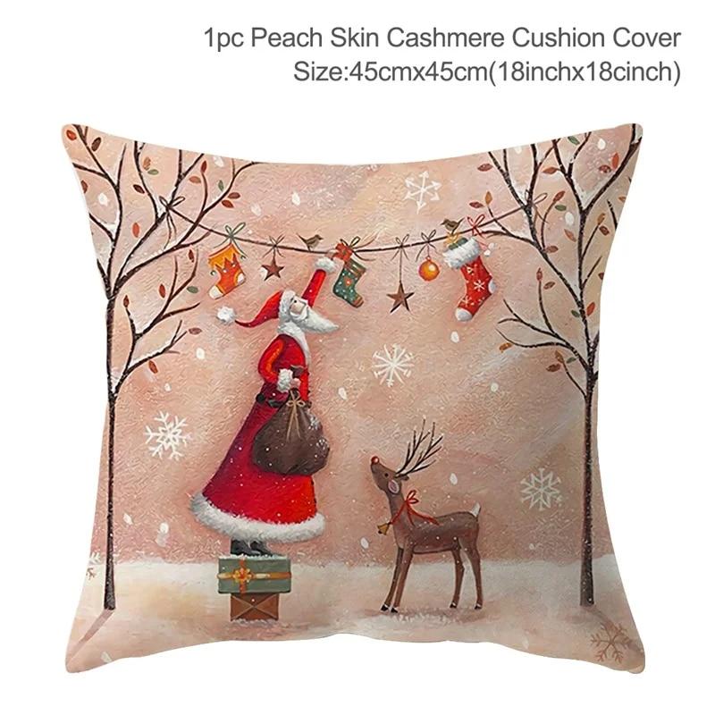 Santa Claus Christmas Tree Snow Scene Snowman Animal Deer Rabbit Bird Fox Sofa Seat Bedroom Car Office Decoration Pillowcase