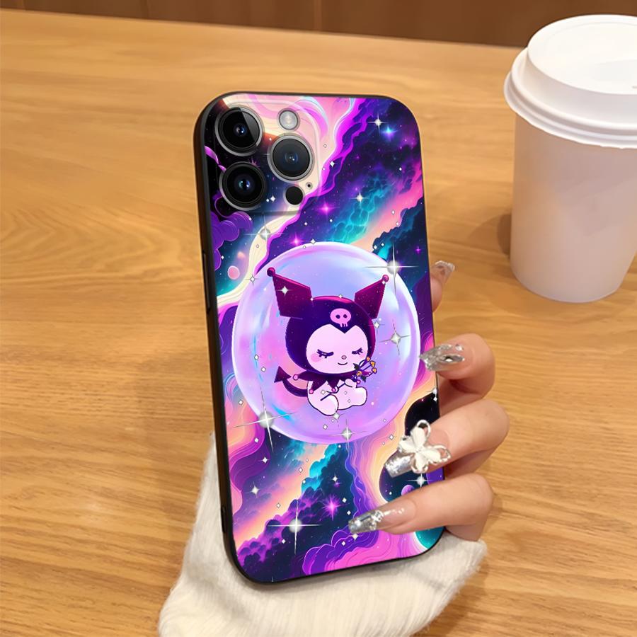 Cute Sanrio Kuromi Case for iPhone XR 17Air 7 8 13 12 11 17 Pro Max 15 16 14 Plus XS Max Black Soft Phone Cover