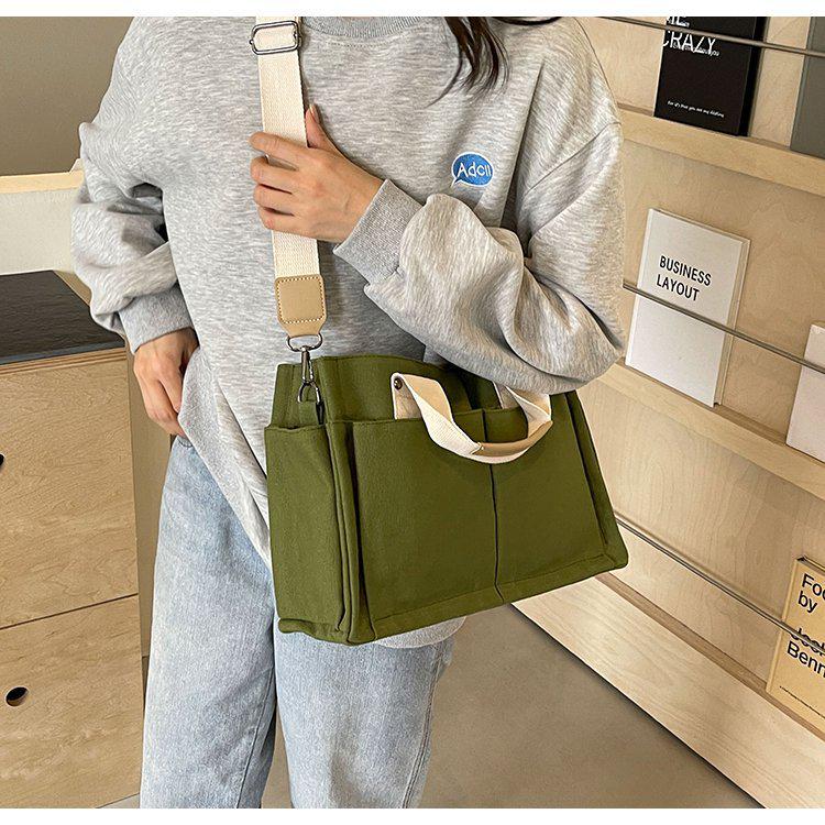2024 Multi-Layer Color Block Canvas Crossbody Tote Bag for Mommies