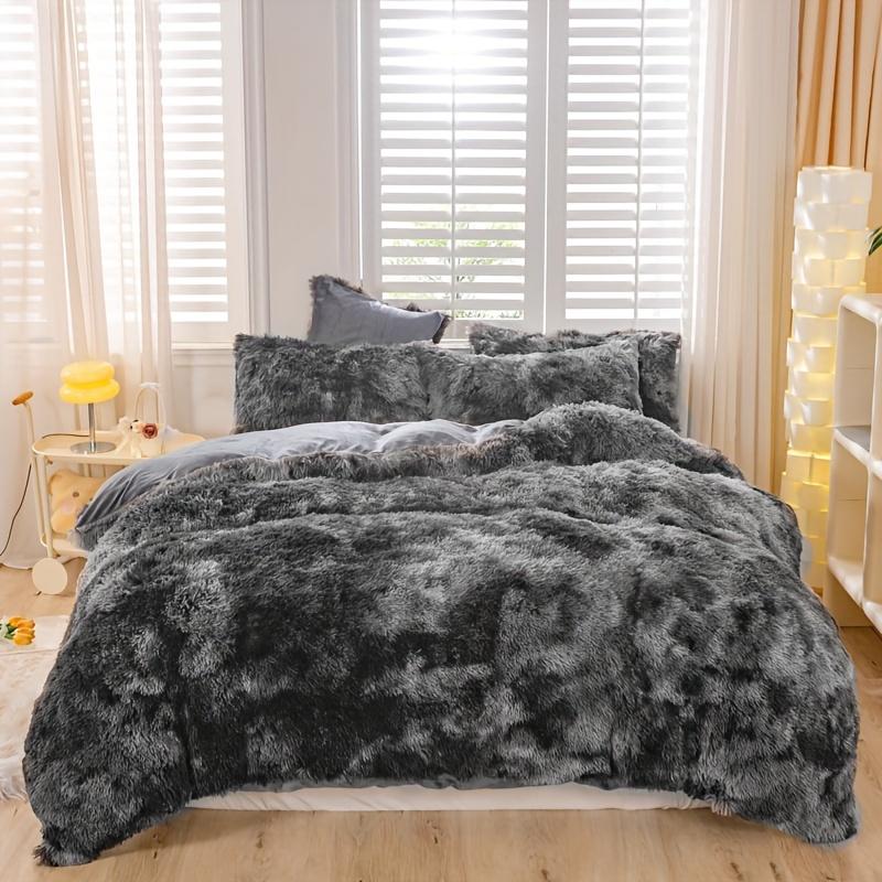 Set Copripiumino Peluche Tie Dye Y2K da 3 Pezzi ( 1 Copripiumino + 2 Federe), Set Biancheria da Letto Morbido e Caldo