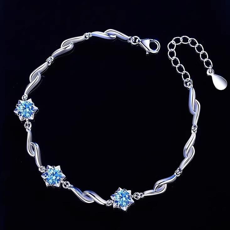 Exquisite Hexagram 925 Sterling Silver Bracelet for Women - Elegant Jewelry, Perfect Gift for Best Friend's Birthday