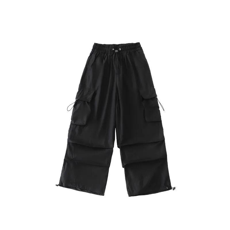 Kids Hip Hop Joggers Pants Girls Cargo Pants Straight Trousers High Waist Vintage Casual Streetwear Baggy Pants