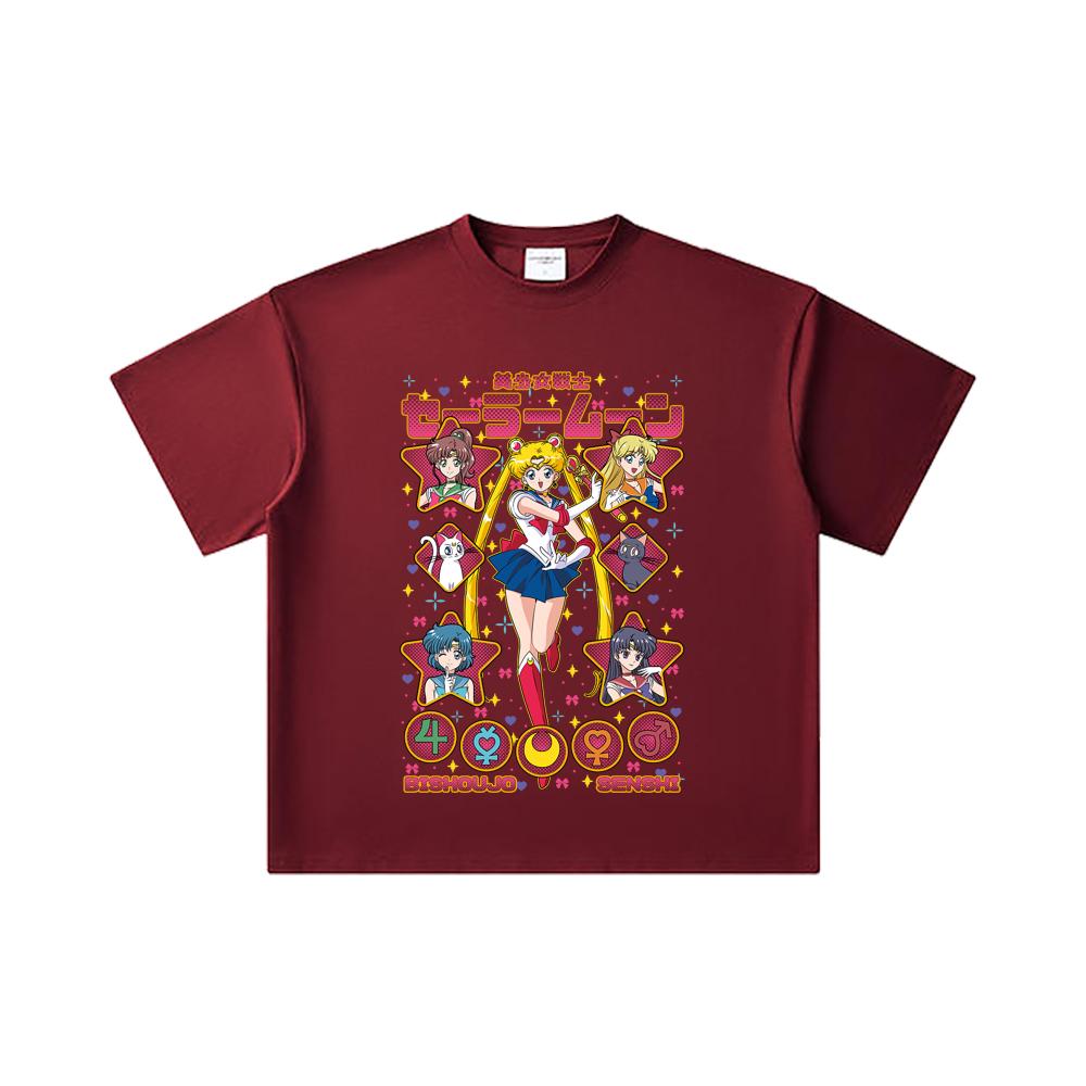 260 GSM Double Yarn 32 Count 100% Cotton Sailor Moon V1 Print Unisex Heavy Cotton T Shirt