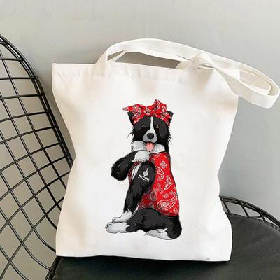 Sac fourre-tout imprimé Border Collie I LOVE MOM pour femme, sac à main, sac à bandoulière, sac de shopping, sac en toile pour femme