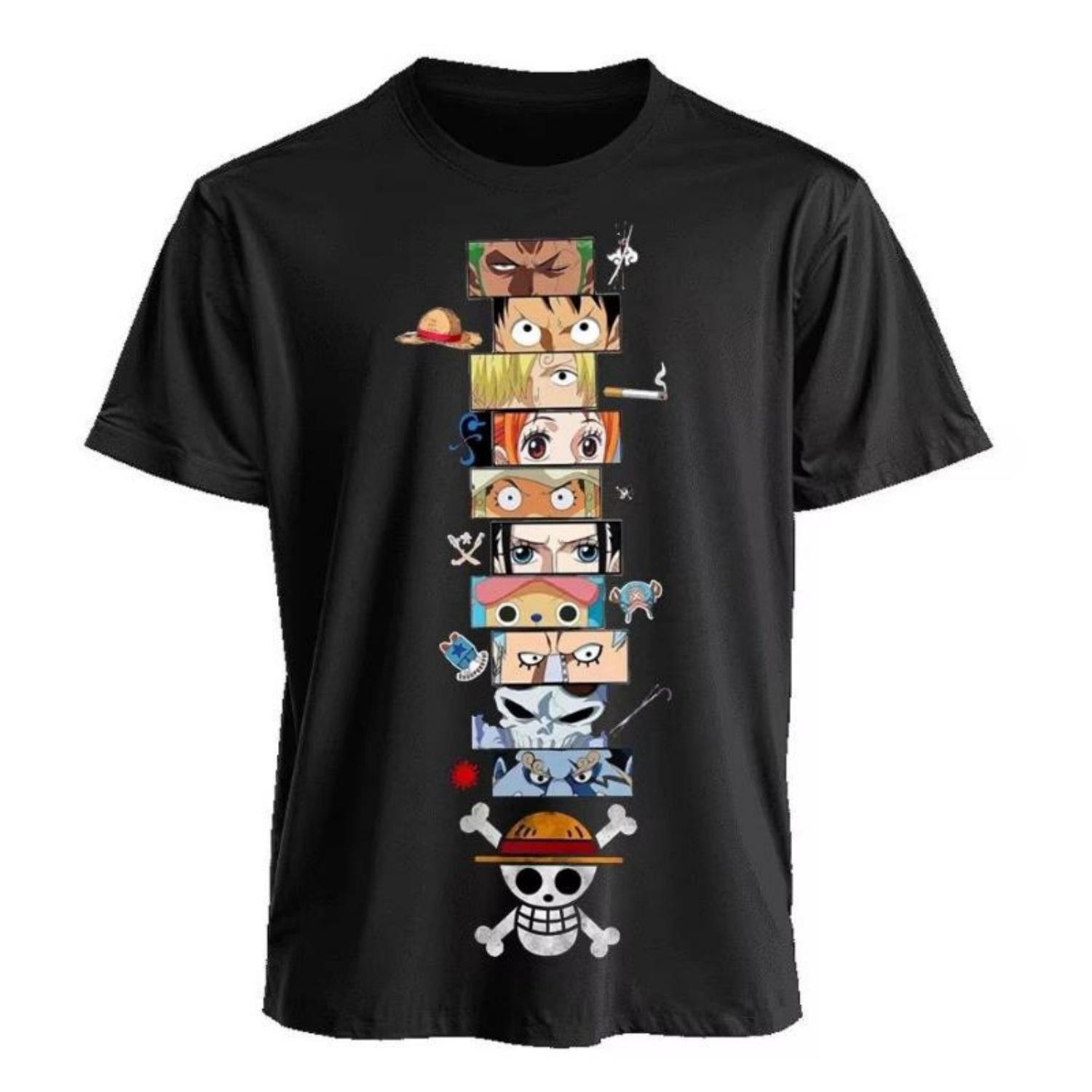 

One Piece Anime Luffy Zoro Ace T Shirt Men 2026 Summer Cotton Short Sleeve Graphic Tee Harajuku Streetwear Vintage Casual Tops S чёрный