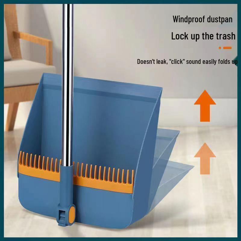 Magnetic Folding Broom & Enlarged Dustpan Set for Home