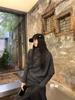 Women's Korean Style Black and Gray Knit Batwing Sleeve Sweater - Elegant Autumn Outfit