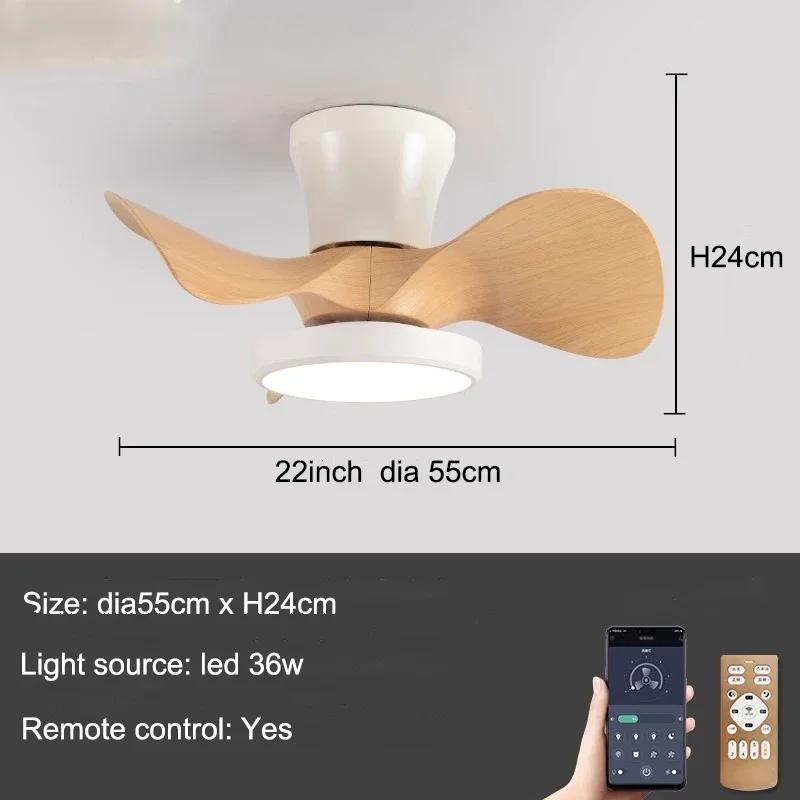 Modern Quiet Ceiling Fan with LED Light 22 Inch Large Air Volume Remote Control for Kitchen Bedroom Dining Room Patio Fan Lamp