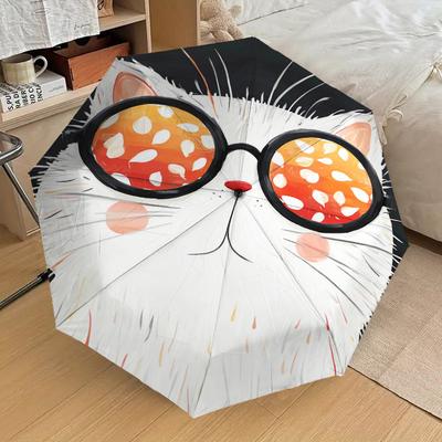 1pc Cat Glasses Pattern Umbrella Design Automatic Opening and Closing Umbrella, High-quality Travel Umbrella, Lightweight and Portable, -36
