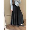 2025 Winter Women's High-Waisted Pleated Knit Midi Skirt - Korean Style, Versatile & Casual