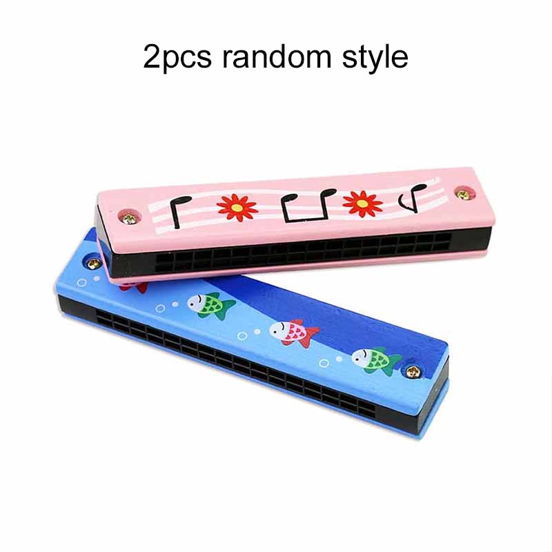 1~5pcs Children 16-Hole Wooden Harmonica Toys Early Educational Toys Music Enlightenment for Kids Gifts Animals Painted TMZ