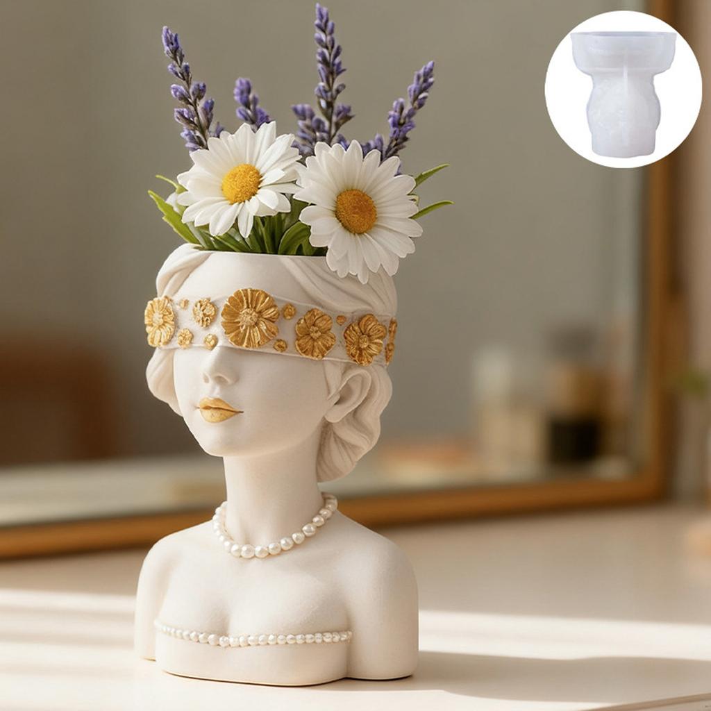 Silicone Mold For Creating Unique Masked Lady Shaped Planter Jewelry Holders And Decorative Concrete Resin Projects