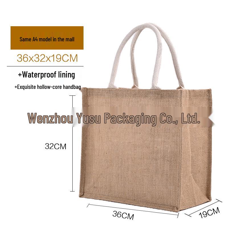 Muji Jute-Style Customizable Tote Bag - Film-Coated, Blank Linen for DIY Hand-Painting