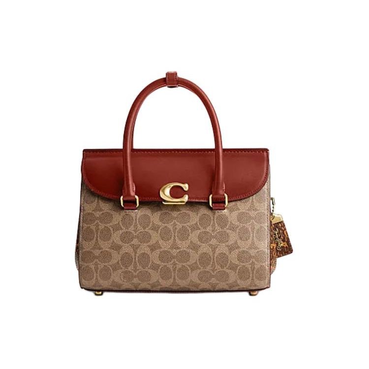 

Coach Broome Carryall 26 Classic Logo PVC With Leather And Snakeskin Shoulder Crossbody Tote Bag Medium Women tote bags Brown Rust CP449-B4NQ4 Basic Set (Bag+Dust Bag)